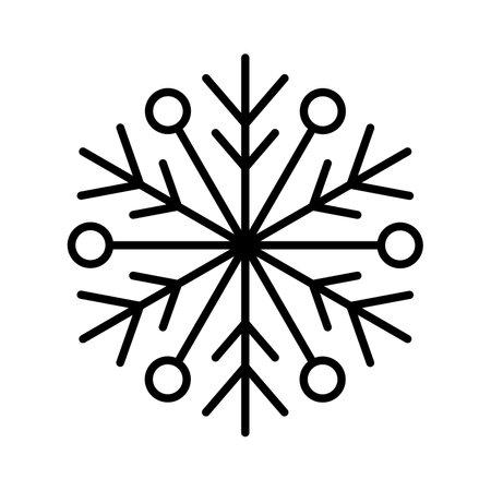 Hand drawn vector line winter snowflake of isolated icon silhouette on white background illustration. perfect for all designのイラスト素材