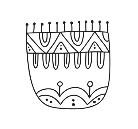 Scandi line ethno logo flower modern abstract doodle boho ornament pattern. Abstract trendy line art print. Fashionable vector template for your designのイラスト素材