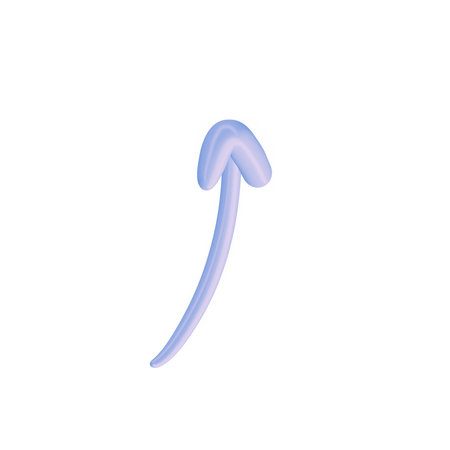 3D arrow up pointer icon minimalist style illustration. isolated transparent png background.の写真素材
