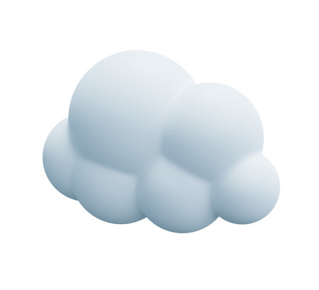 Light white 3d cloud icon cute rendering. Render soft round cartoon fluffy cloud icon shape illustration isolated transparent png background.の写真素材