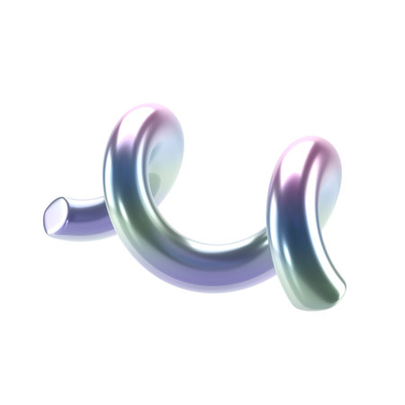 3d spiral holographic abstract shape. Glossy geometric primitives isolated transparent png....