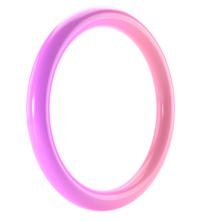 3d object abstract shape metal thin donut geometric. Realistic glossy pink and lilac gradient color...