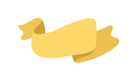 Yellow ribbon banner icon, Web design element. hand drawn vector illustration. Place for your text for business, wedding, greeting card and holidays.のイラスト素材