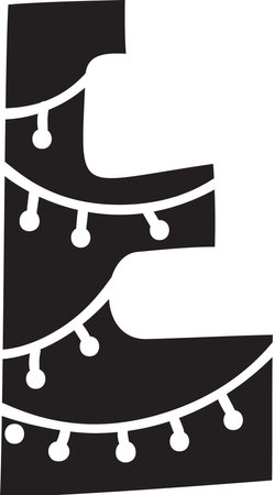 Display Christmas winter vector font letter E alphabet. Capital scandinavian letter typeface abc element for social media, web design, poster, banner, greeting cardのイラスト素材