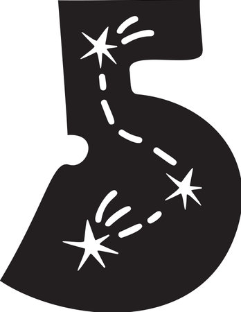 Display Christmas winter vector font number five 5 alphabet. Capital scandinavian letter typeface abc element for social media, web design, poster, banner, greeting cardのイラスト素材