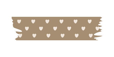 Bright scandi vector border washi tape pattern with hearts. Stylized tape cute kids doodle banner. Scandinavian playful style deco ribbon trim. Decorative modern elementsのイラスト素材