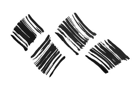 Black abstract brush strokes pattern and splashes of paint on paper. Grunge art calligraphy backgroundの写真素材