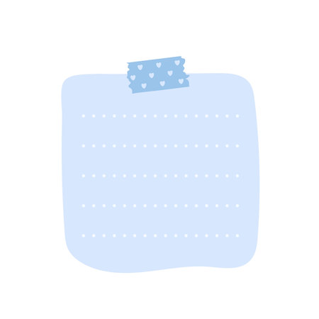 blue note paper post with heart type. Love romantic sticker on wall. Valentine greeting card, design Notepad Vector illustration.のイラスト素材