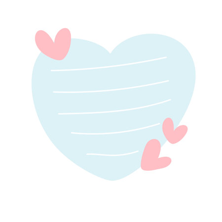 blue note paper post with hearts. Love romantic sticker on wall. Valentine greeting card, wedding, design Notepad Vector illustration.のイラスト素材