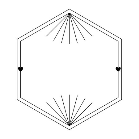 Valentine Day love aesthetic frame with hearts and rays. Trendy monoline geometric minimalist linear shape for social media or poster designのイラスト素材