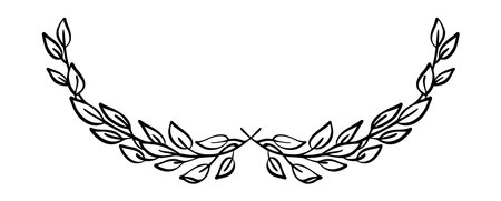 Black hand drawn laurel wreath frame triumph. depicting an award, achievement, heraldry, logo. Vector illustrationのイラスト素材