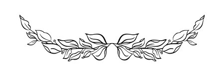 Black hand drawn laurel divider certificate. depicting an award, achievement, heraldry, logo. Vector illustrationのイラスト素材