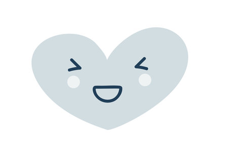 blue happy laughing heart Love Emoji Icon. Object Symbol flat Vector Art. Cartoon element for web design, poster, greeting card, valentines Day, weddingのイラスト素材