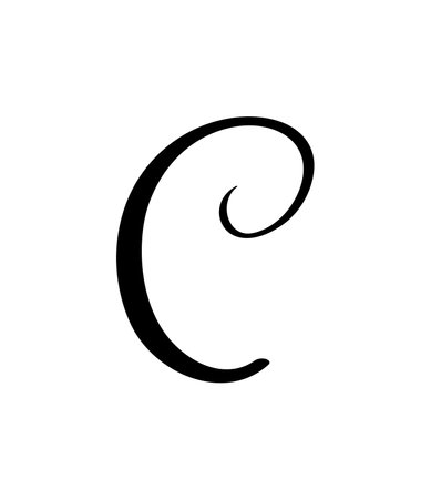 Vector calligraphy hand drawn letter C logo. Script font. Handwritten brush styleのイラスト素材