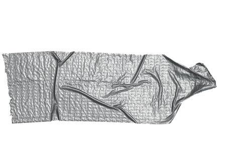 Silver gray scotch repair duct tape piece isolated on white background. grey metallic tapeの写真素材