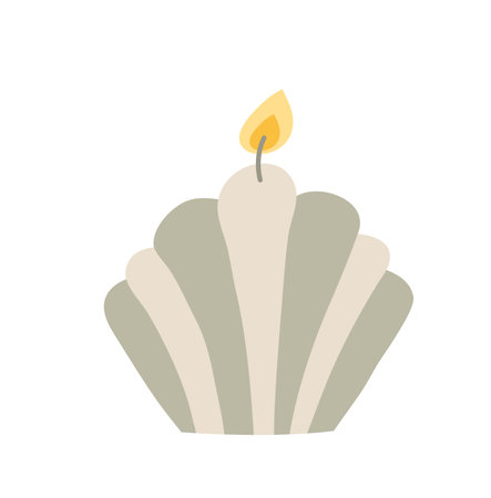 Doodle burning dopamine style candle. Hand drawn aesthetics candlestick decor isolated on white background. Holiday, Valentines Day, Birthday, Christmas, church symbol. Vector festive illustrationのイラスト素材