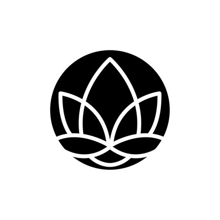Vector simple lotus flower logo beige line design. template elegant element in trendy linear style. abstract emblem for floral shops or studios, wedding florists, creators of custom floral arrangementsのイラスト素材