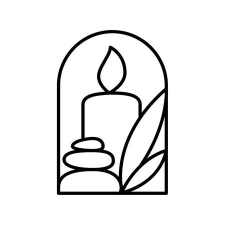 Candle vector line art logo aesthetics design Elegant Spa Icon. Soothing Light Symbol for Wellness and Relaxation.のイラスト素材