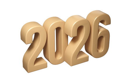 Happy New Year 2026. 3d number design for poster, banner, greeting celebration