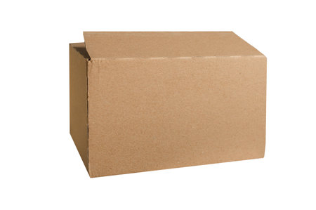 Cardboard box mock up standing a transparent background, providing ample copy space for design or...