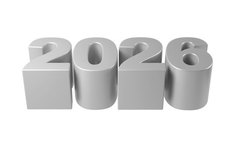 2026 year is depicted a futuristic, metallic 3d design, symbolizing forward thinking and fresh...