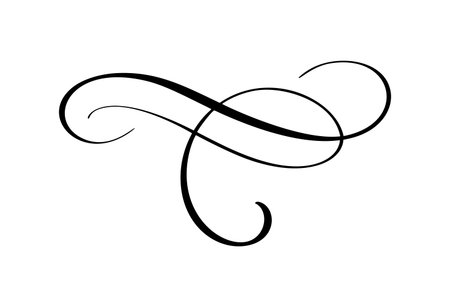 Black vector divider flourish, elegant swirl corner design calligraphy element enhancing visual appeal, adding a touch sophistication of graceのイラスト素材