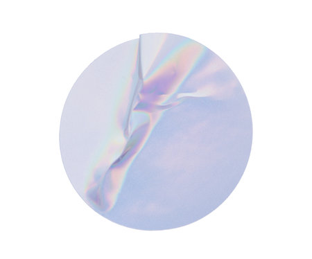 Abstract round gradient texture sticker featuring an opaque round liquid, clear ocean blue watercolor merging with beige, light background transparentの写真素材