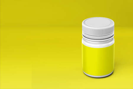 Medical container with blank label isolated on colored background.suitable for your element design...