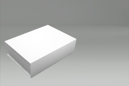 3d rendering of a white rectangle box with a closed lid on gray background. suitable for your project element.の写真素材