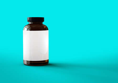 3D vitamins bottle isolated on blue toscha background. suitable for your design element.
