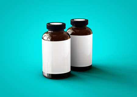 3D vitamins bottle isolated on blue toscha background. suitable for your design element.