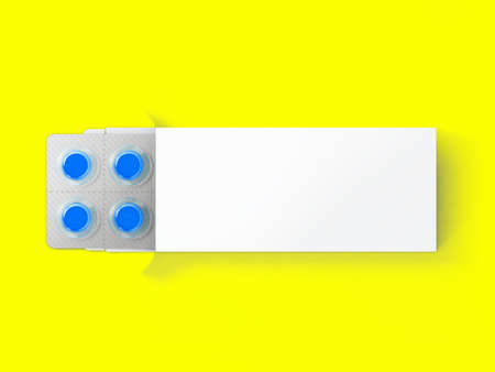 3 rendering Blank White Package Box for Blister of Pills Isolated on colored Background. suitable for your design element.の写真素材