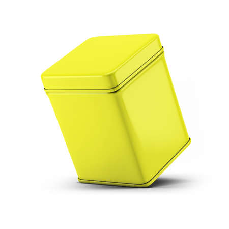 Yellow Square Tin Can Packaging Mockup for your design project - Mock Up 3D illustration Isolate on...