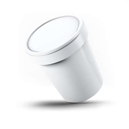 3D rendering White plastic box of ice cream container for your design and logo Mock Up. suitable for...
