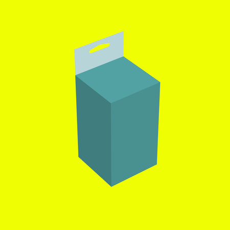 3D green medicine hanging box isolated on yellow background. suitable for your design element.の写真素材