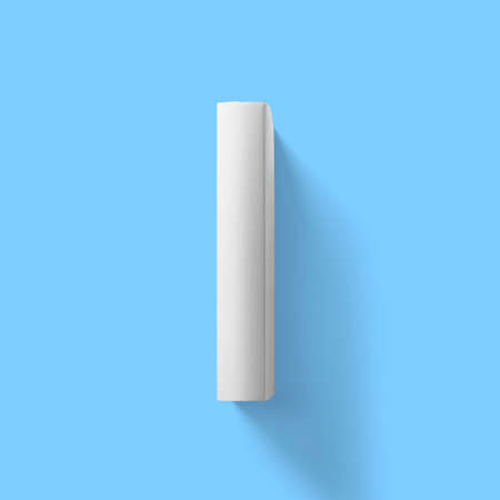Back to school concept , hard cover blank white spine close isolated on blue