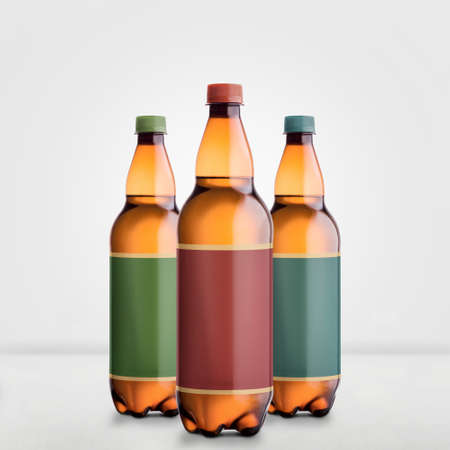 Brown Beer Bottles Mock-Up isolated on white - Blank Label