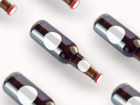 Isolated Beer Bottles Mock-Up - Blank Label , oktoberfest concept.の写真素材