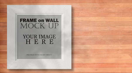 Simple concept of photo frame with leaf shadow for ornamentの写真素材