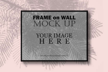 Simple concept of photo frame with leaf shadow for ornament