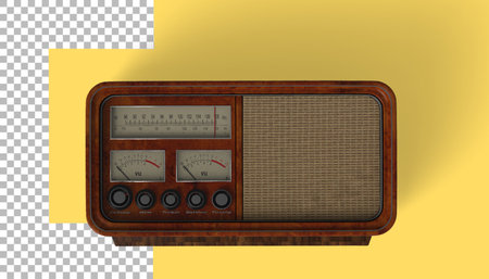 Stylish Vintage Radio Isolated on transparent background.の写真素材