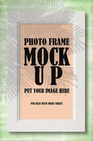 Minimalist simply photo frame mockup with shadowの写真素材