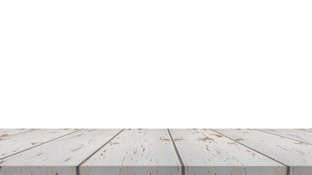 Wood table for display or montage products with blank white background.