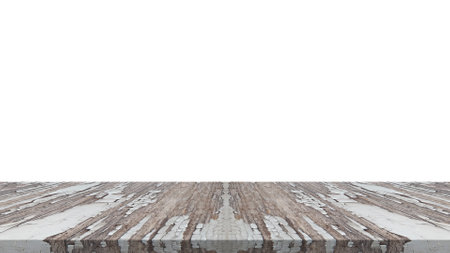 Wood table for display or montage products with blank white background.