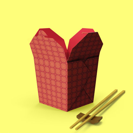 Asian noodle box fast food mockup.の写真素材