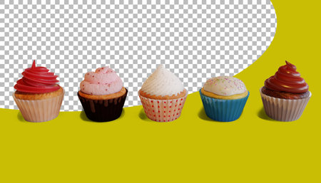 Tasty cup cakes with cream suitable for pastry concept.の写真素材