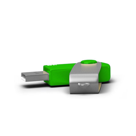 Colorfull small flash drive lying on white background suitable for device design.の写真素材