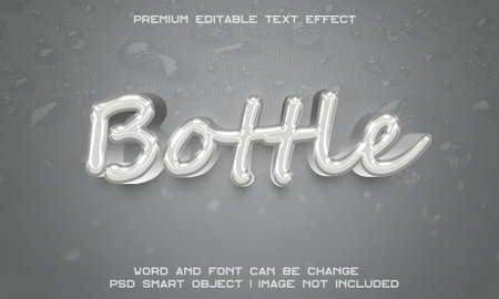 White liquid bottle 3d text effect.