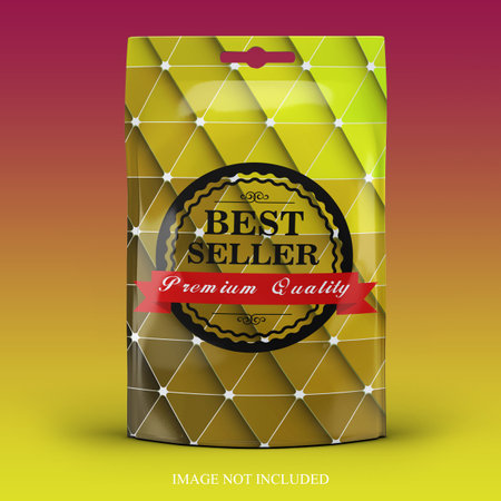 Metallic foil bag packing mock up with simply view.の写真素材