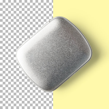 Isolated closeup view of metal candy boxの写真素材